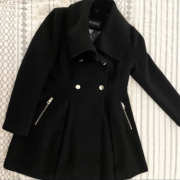 Guess Jackets & Blazers - Guess black flared bottom peacoat size large with gold accents